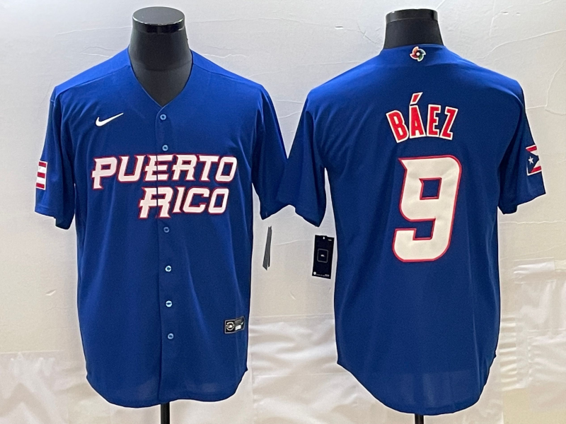 Men's Puerto Rico Baseball #9 Javier Báez 2023 Royal World Baseball Classic Stitched Jersey Men's Puerto Rico Baseball #9 Javier Báez 2023 Royal World Baseball Classic Stitched Jersey